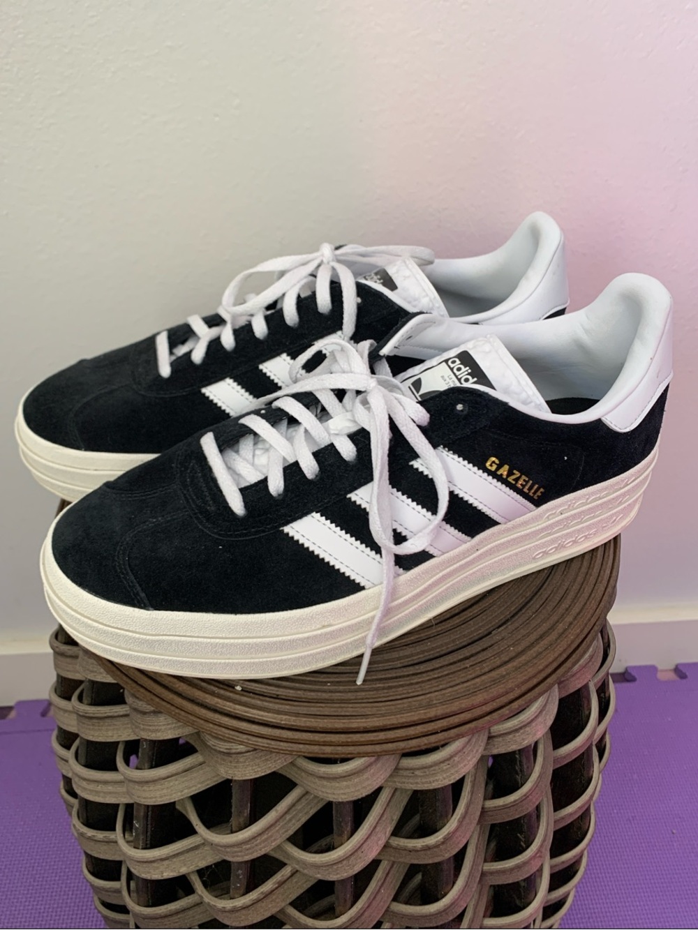 adidas Gazelle Platform Black & White Suede Women's Sneakers